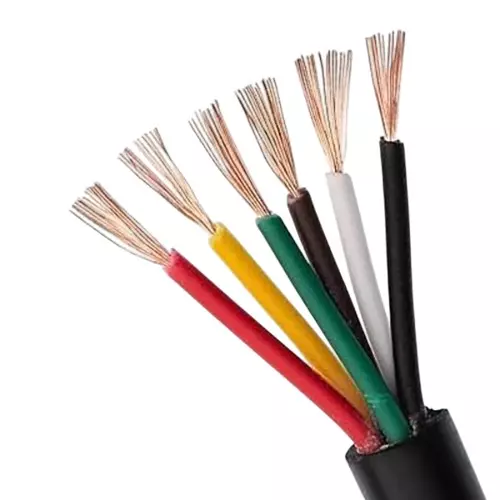 Polytex 14/36 Shielded Flexible Cable 6 Core PVC Insulated 100 m Cable Length Black Copper & Aluminium, (Pack of 10 Rolls)