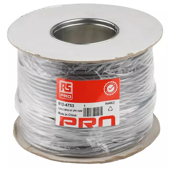 RS PRO Multicore Data Cable 2 Pairs 0.76 mm² 4 Cores 24 AWG Screened 100 m Grey Sheath, 8124753