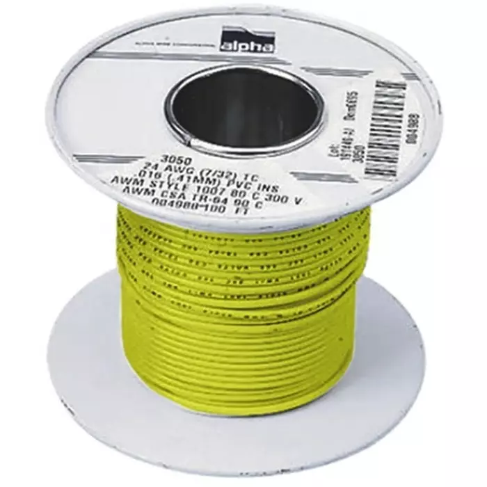 Alpha Wire Single Core Hook Up Wire 1.3 mm² Nominal Area Yellow 30 m Length, 3057 YL005