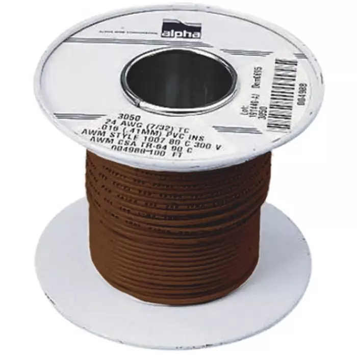 Alpha Wire Single Core Hook Up Wire 0.52 mm² Nominal Area Brown 30 m Length, 3053 BR005