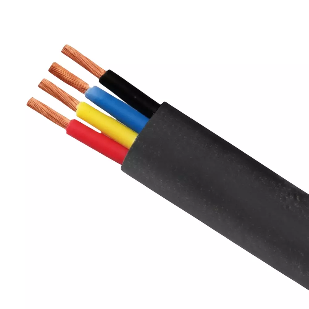 Polytex 0.5 Sq mm Shielded Flexible Cable 4 Core PVC Insulated 100 m Cable Length Black Copper & Aluminium, (Pack of 10 Rolls)