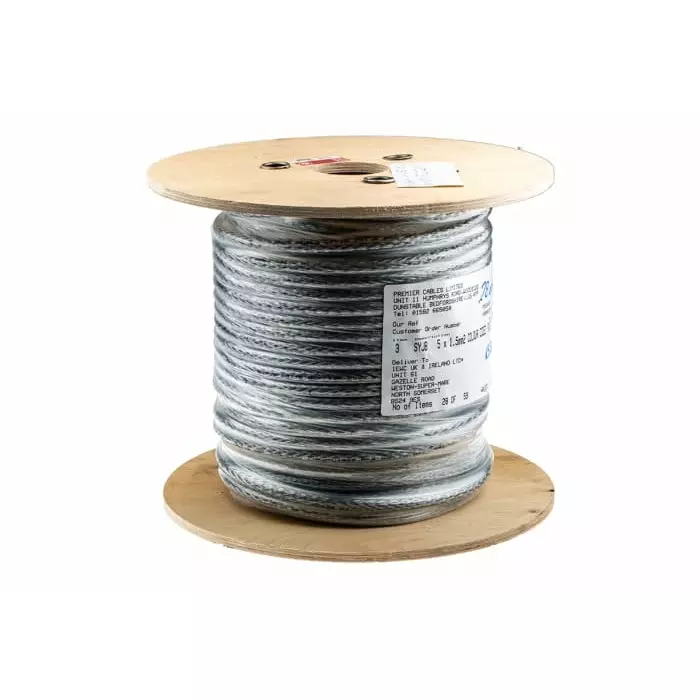 RS PRO Transparent PVC Sheath Control Cable 5 Cores 1.5 mm2 SY 50m, 1964712