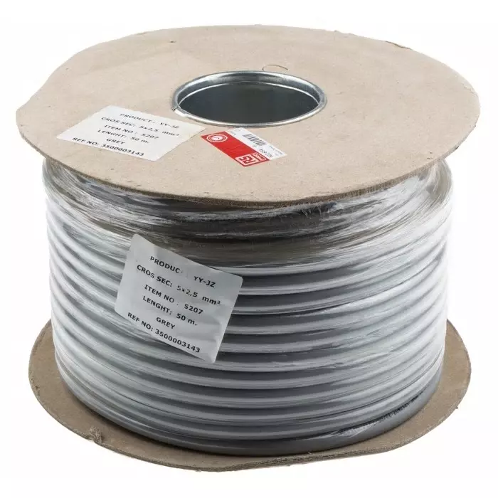 RS PRO Control Cable Grey PVC Sheath 5 Cores, 2.5 mm2 YY 50m, 1964691