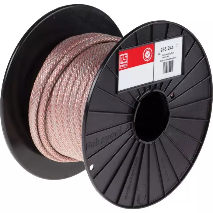 RS PRO 20 m Constant Wattage Parallel Circuit Trace Heating Tape 15W/M 240 V AC -60 +200 °C, 256244