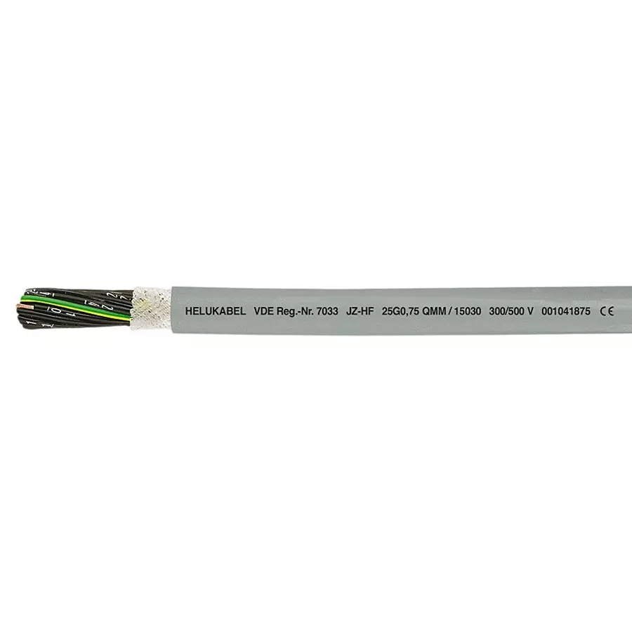 HELUKABEL JZ-HF Control Cable PVC 25 Core AC U0/U 300/500 V Nominal Voltage 50 m Length Grey, 15012