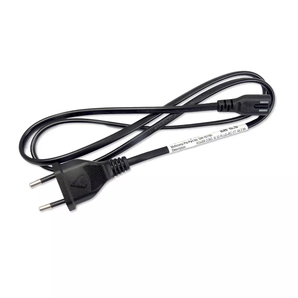 MULTICOMP PRO Mains Power Cord SI 32 Plug to IEC 60320 C7 Black 1 m Length, GW-151781