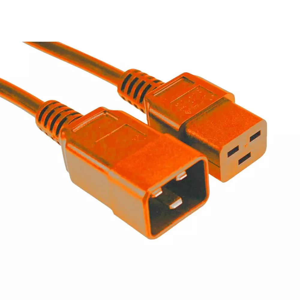 MULTICOMP PRO Mains Power Cord IEC 60320 C20 to IEC 60320 C19 Orange 3 m Length, GW-151822