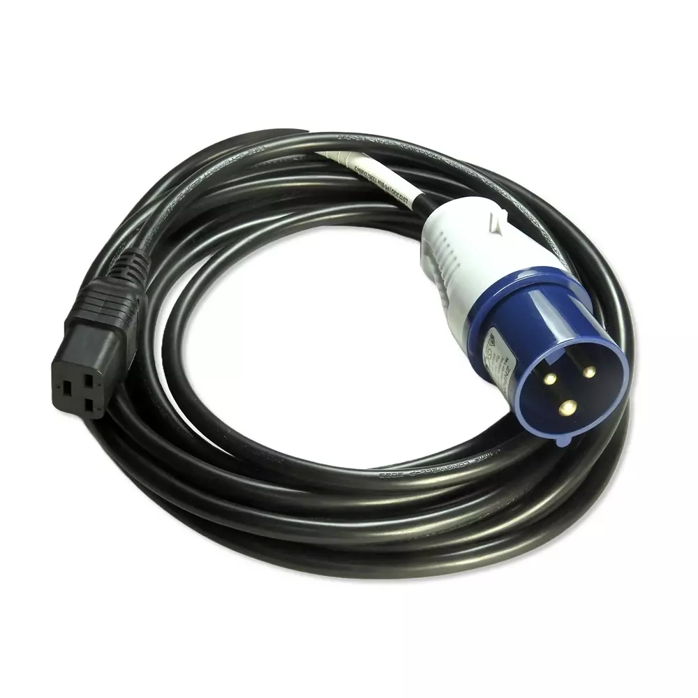 MULTICOMP PRO Mains Power Cord IEC 60309 to IEC 60320-1 C19 Black 5 m Length, GW-151823