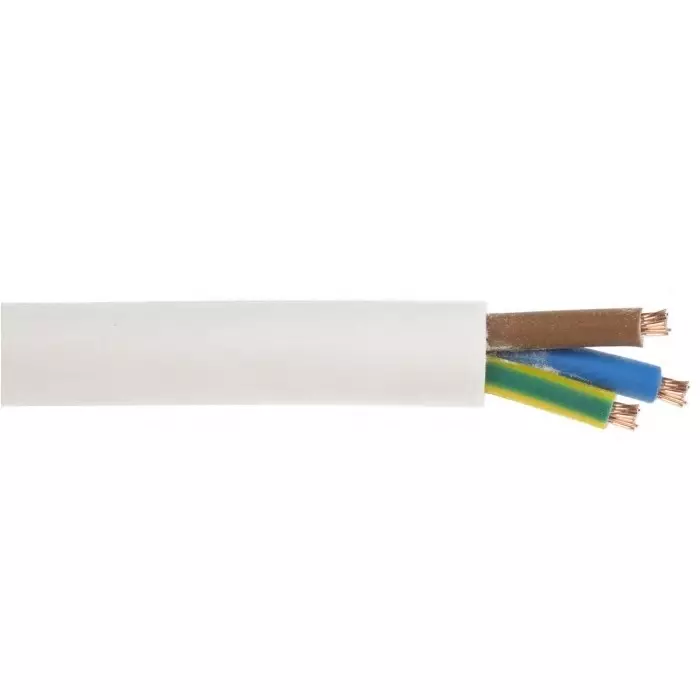 RS PRO 3 Core Power Cable 100 m 0.75 mm² White 300 V, 7755858