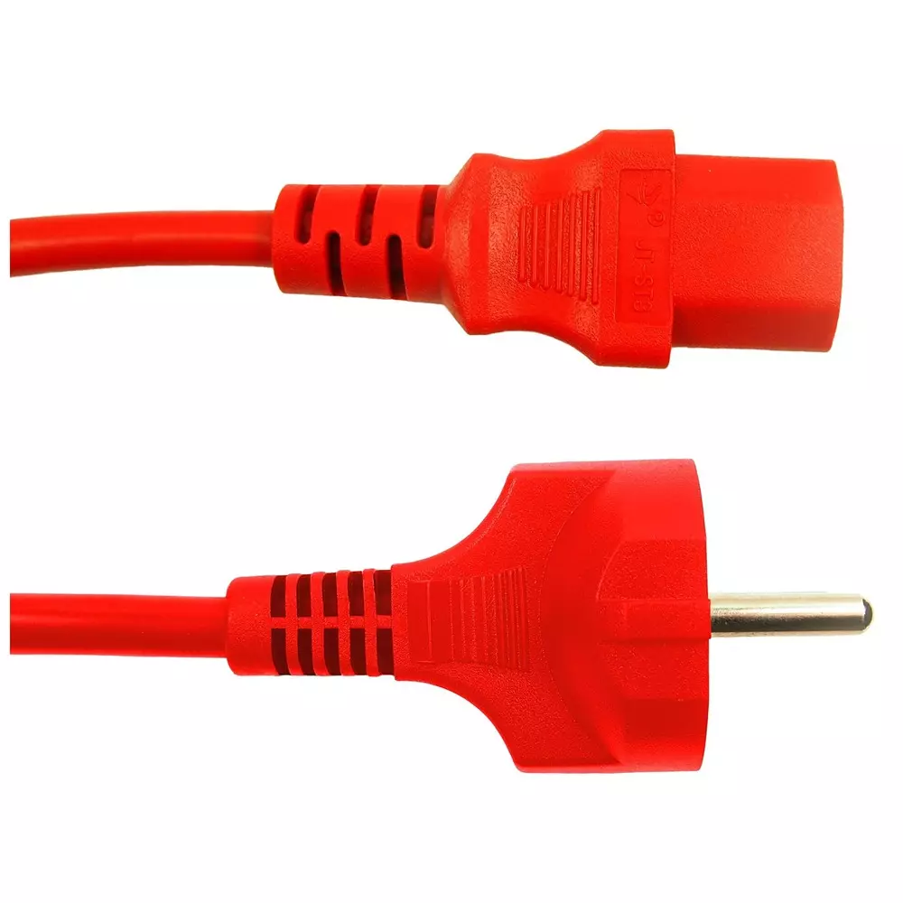 MULTICOMP PRO Mains Power Cord Mains Plug, Schuko to IEC 60320 C13 Red 500 mm Length, MP008771