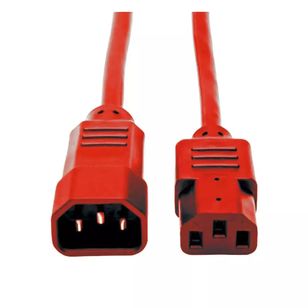 MULTICOMP PRO Mains Power Cord IEC 60320 C14 to IEC 60320 C13 Red 3 m Length, GW-151751
