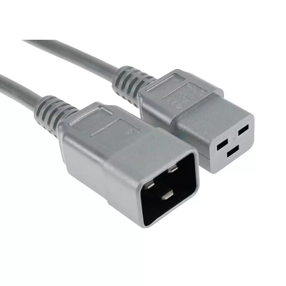 MULTICOMP PRO Mains Power Cord IEC 60320 C20 to IEC 60320 C19 Grey 3 m Length, GW-151814