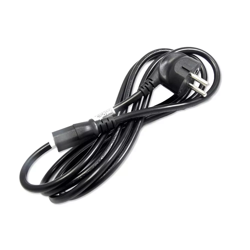 MULTICOMP PRO Mains Power Cord 90° CEE 7/7 Plug to IEC 60320 C13 Black 2 m Length, GW-151785