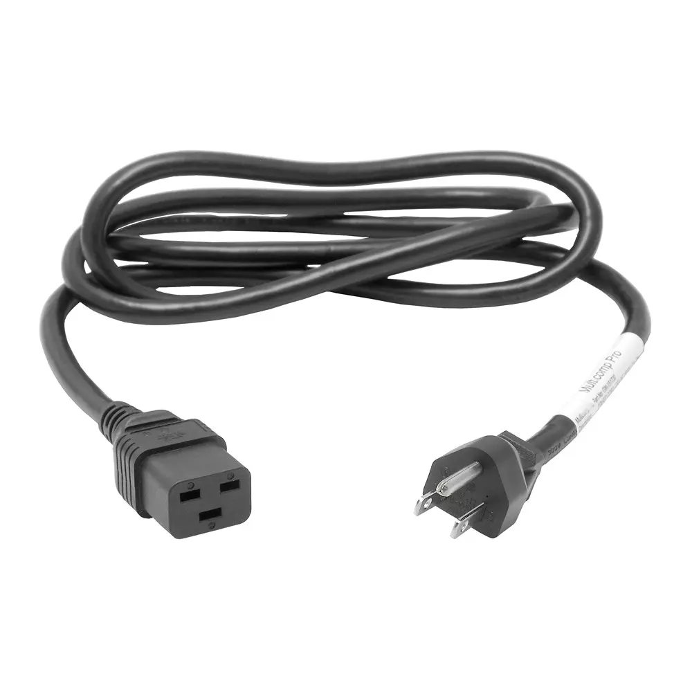 MULTICOMP PRO Mains Power Cord Mains Plug, USA to IEC 60320 C19 Black 2 m Length, GW-151720
