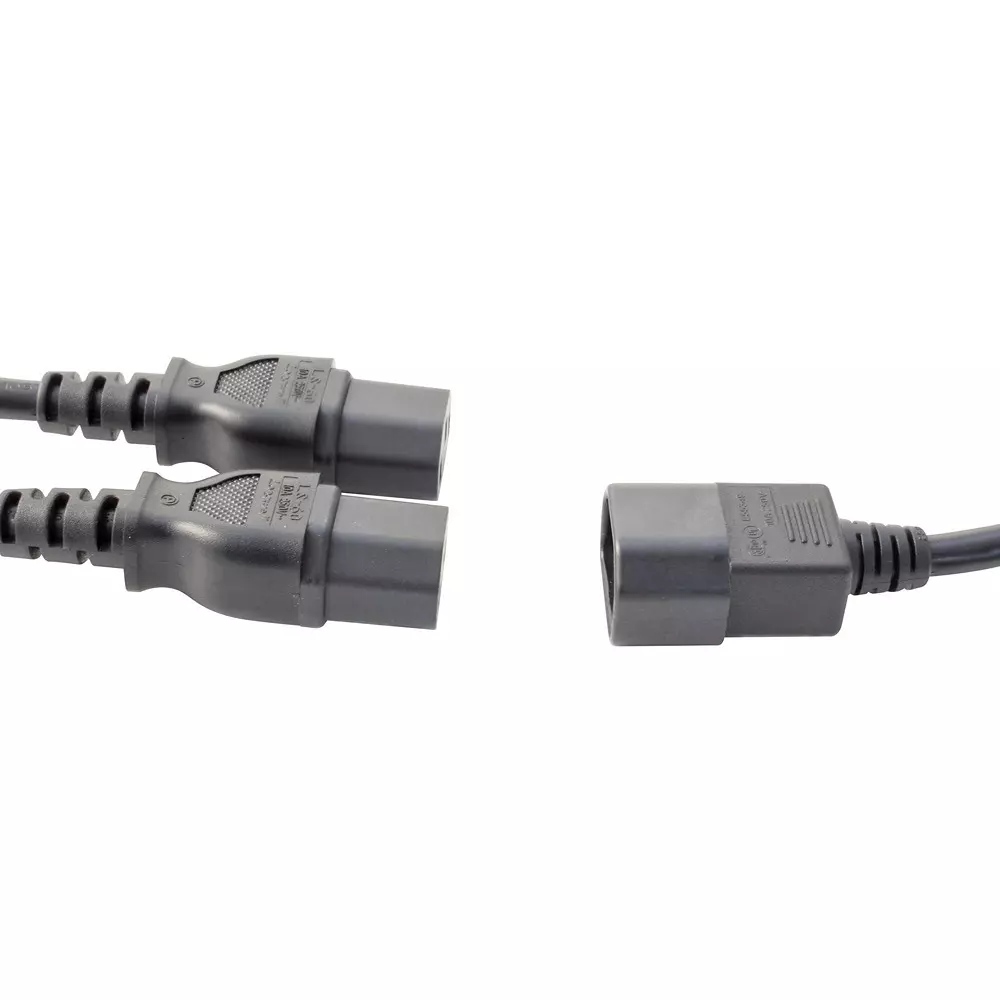MULTICOMP PRO Mains Power Cord IEC 60320 C14 to 2x IEC 60320 C13 Black 2.5 m Length, GW-151735