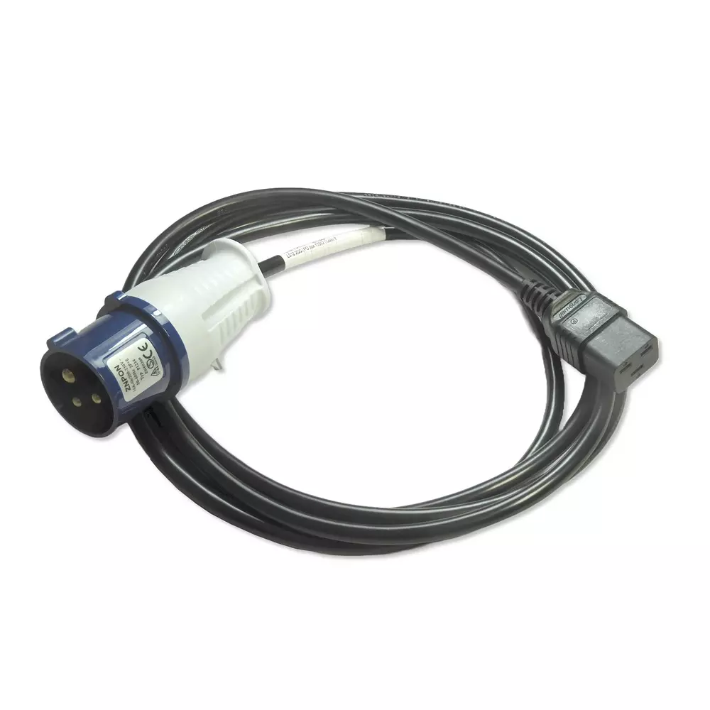 MULTICOMP PRO Mains Power Cord IEC 60309 to IEC 60320-1 C19 Black 3 m Length, GW-151824
