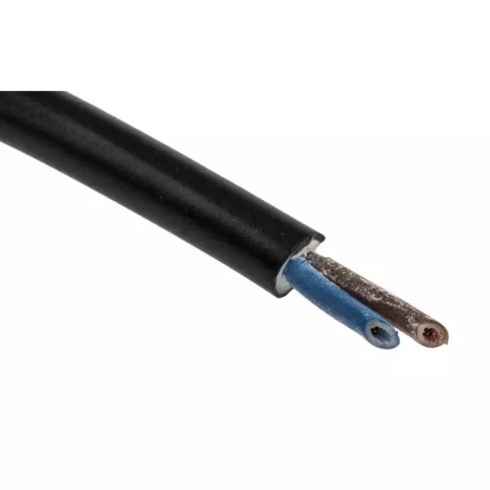 RS PRO 2 Core Power Cable 100 m 0.75 mm² Black 300 V, 500 V, 7756088
