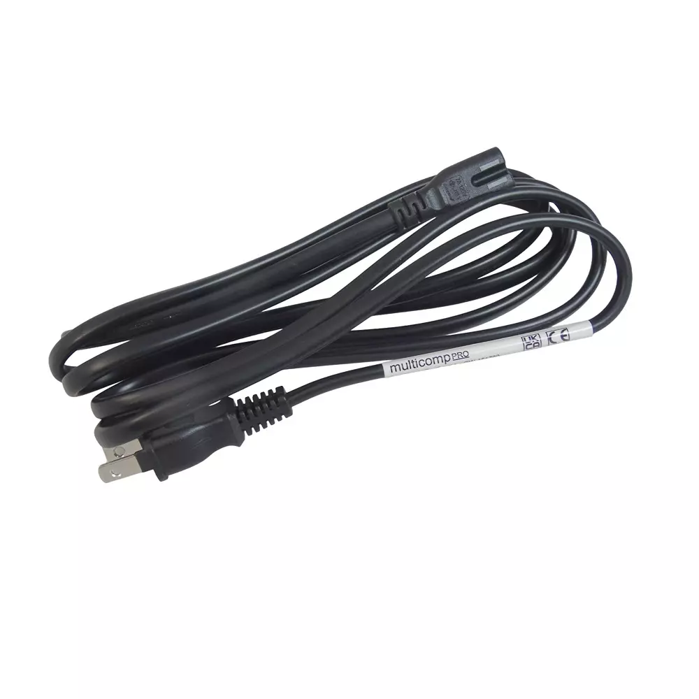 MULTICOMP PRO Mains Power Cord Mains Plug, Japan to IEC 60320 C7 Black 2 m Length, GW-151780