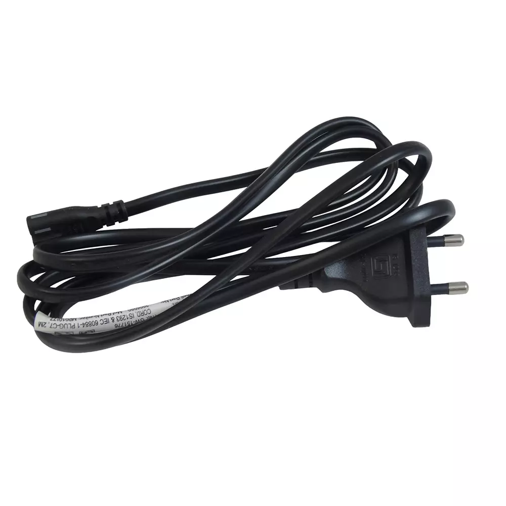 MULTICOMP PRO Mains Power Cord IS1293 & IEC 60884-1 Plug to IEC 60320 C7 Black 2 m Length, GW-151776