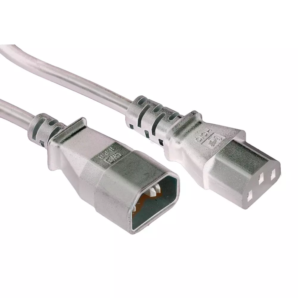 MULTICOMP PRO Mains Power Cord IEC 60320 C14 to IEC 60320 C13 Grey 1 m Length, GW-151796