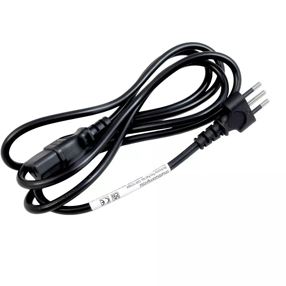 MULTICOMP PRO Mains Power Cord Mains Plug, Italy to IEC 60320 C13 Black 2 m Length, GW-151644