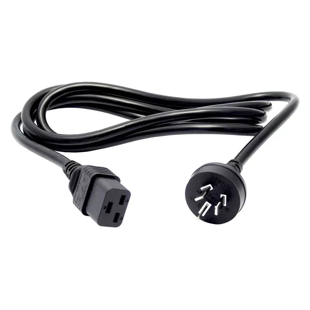 MULTICOMP PRO Mains Power Cord Mains Plug, Australia to IEC 60320 C19 Black 2 m Length, GW-151724