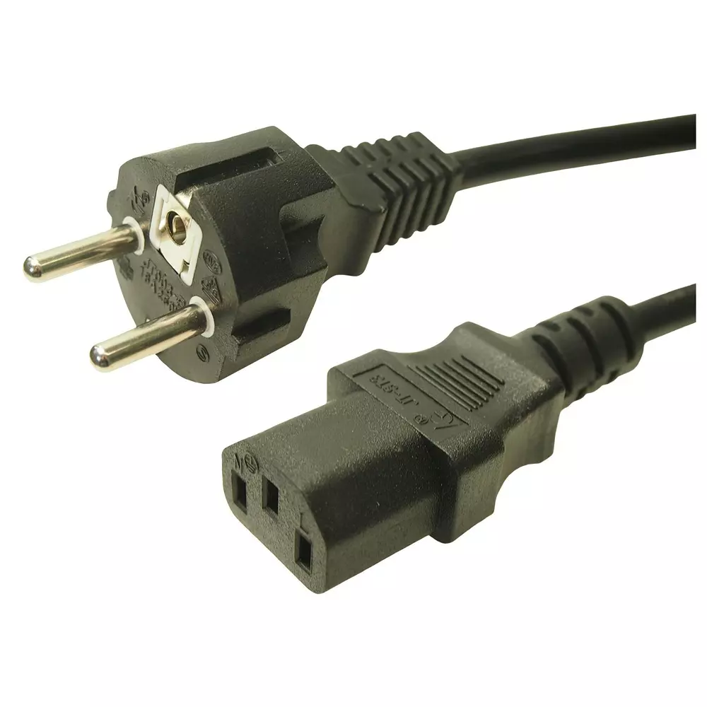 MULTICOMP PRO Mains Power Cord CEE 7/7 Plug to IEC 320 C13 Black 1 m Length, MP-FCR72035