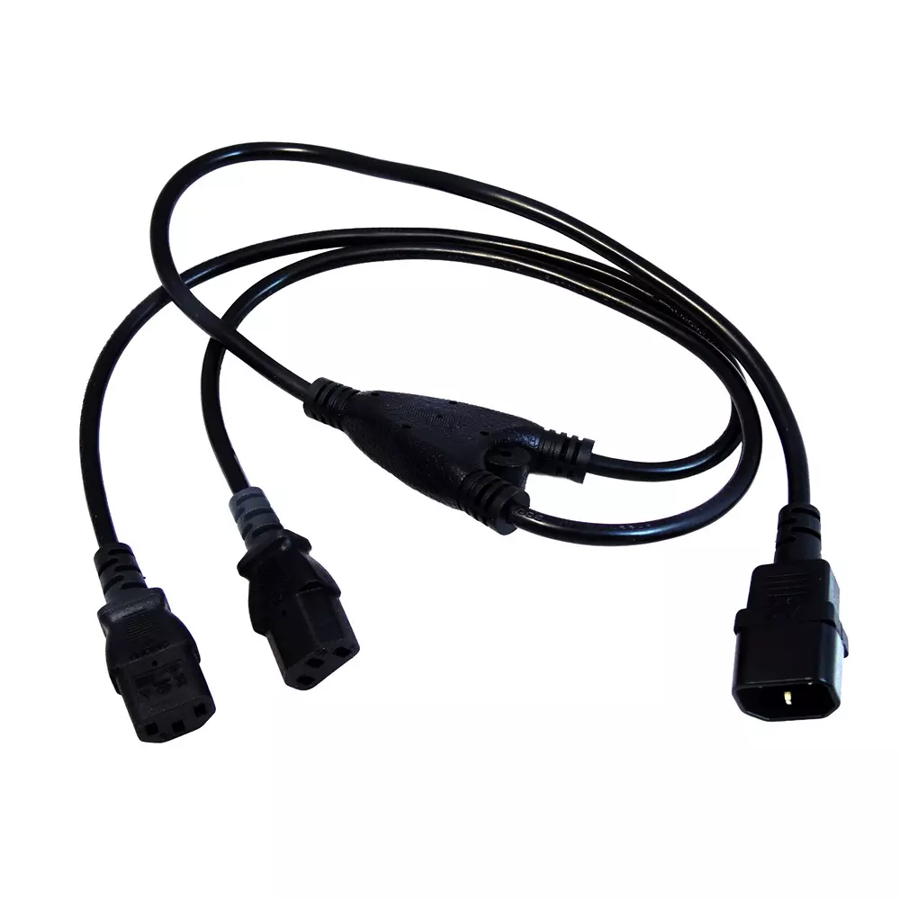 MULTICOMP PRO Mains Power Cord IEC 60320 C14 to 2x IEC 60320 C13 Black 1 m Length, MP015739