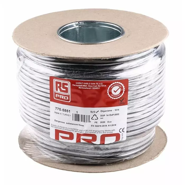 RS PRO 3 Core Power Cable 100 m 0.75 mm² Black 300 V, 7755851