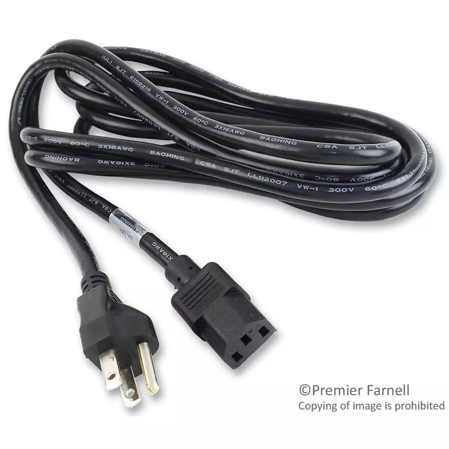 VOLEX Power Cord Nema5-15P/Iec, 9.8Ft, 13A BlACk, 17603