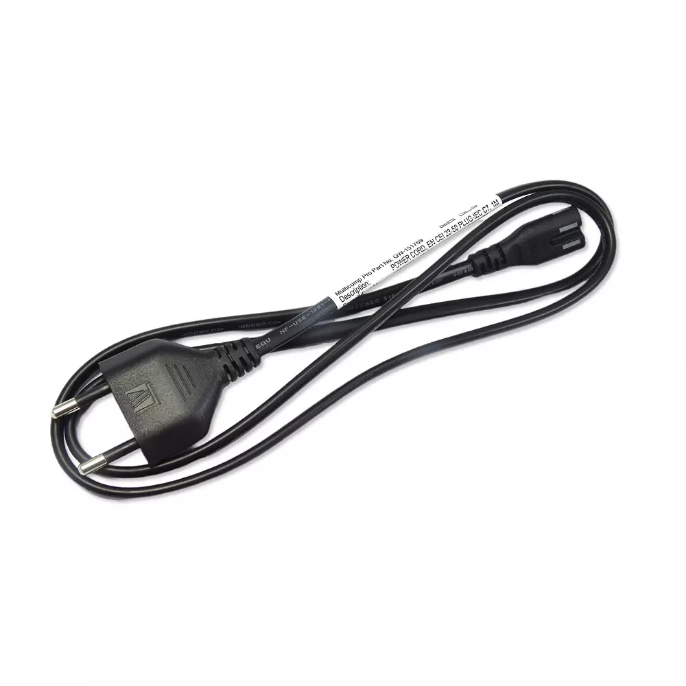 MULTICOMP PRO Mains Power Cord EN CEI 23-50 Plug to IEC 320 C7 Black 1 m Length, GW-151769