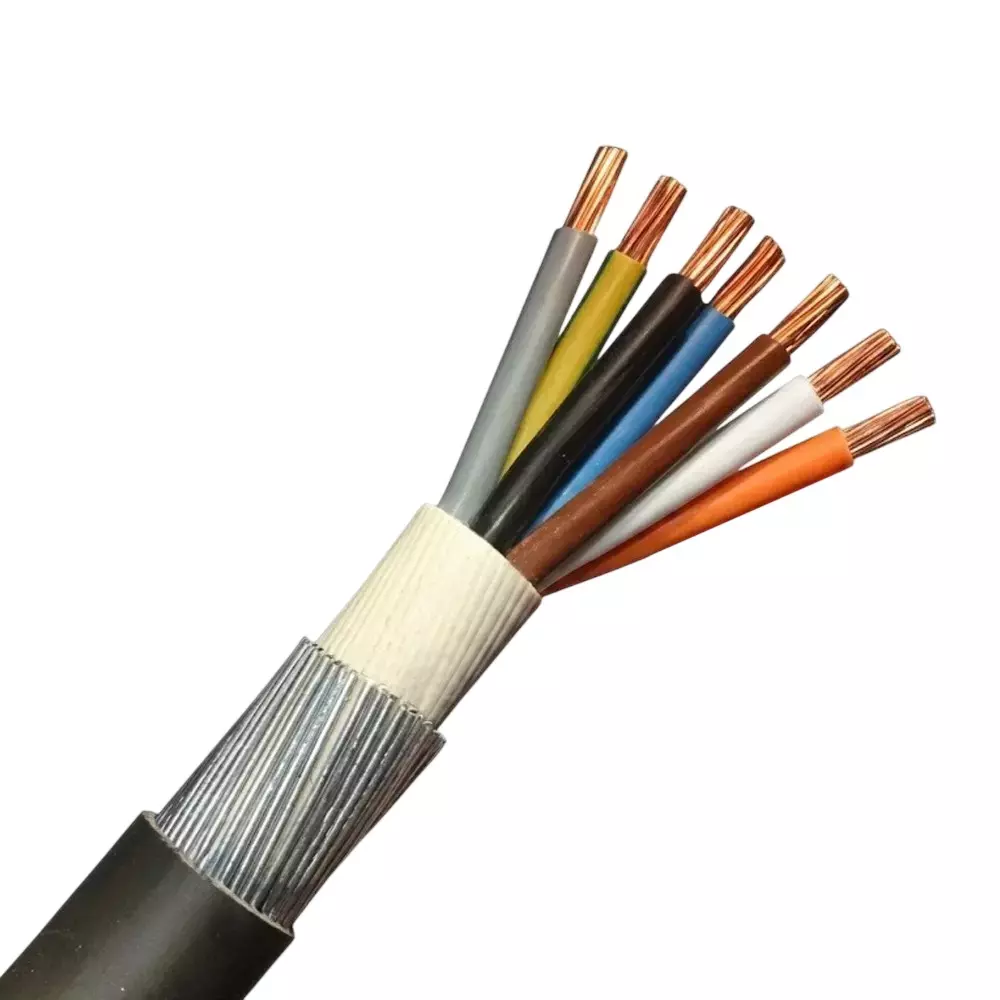 RR Kabel Armoured Power Cable Black Solid Copper Conductor 6 Sq. mm 7 Core and 100 m Length, 2XWY