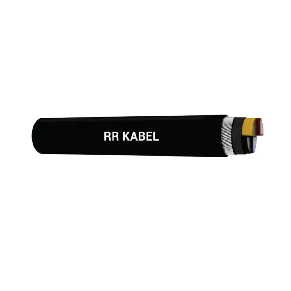 RR Kabel Armoured Power Cable Black Solid Aluminum Conductor 185 Sq. mm 4 Core and 100 m Length, A2XWaY