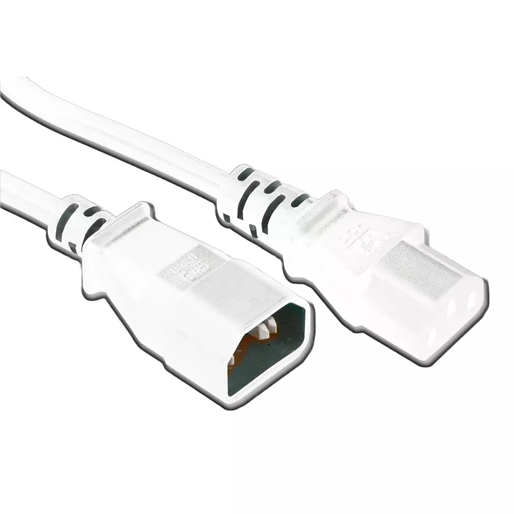 MULTICOMP PRO Mains Power Cord IEC 60320 C14 to IEC 60320 C13 White 500 mm Length, GW-151799