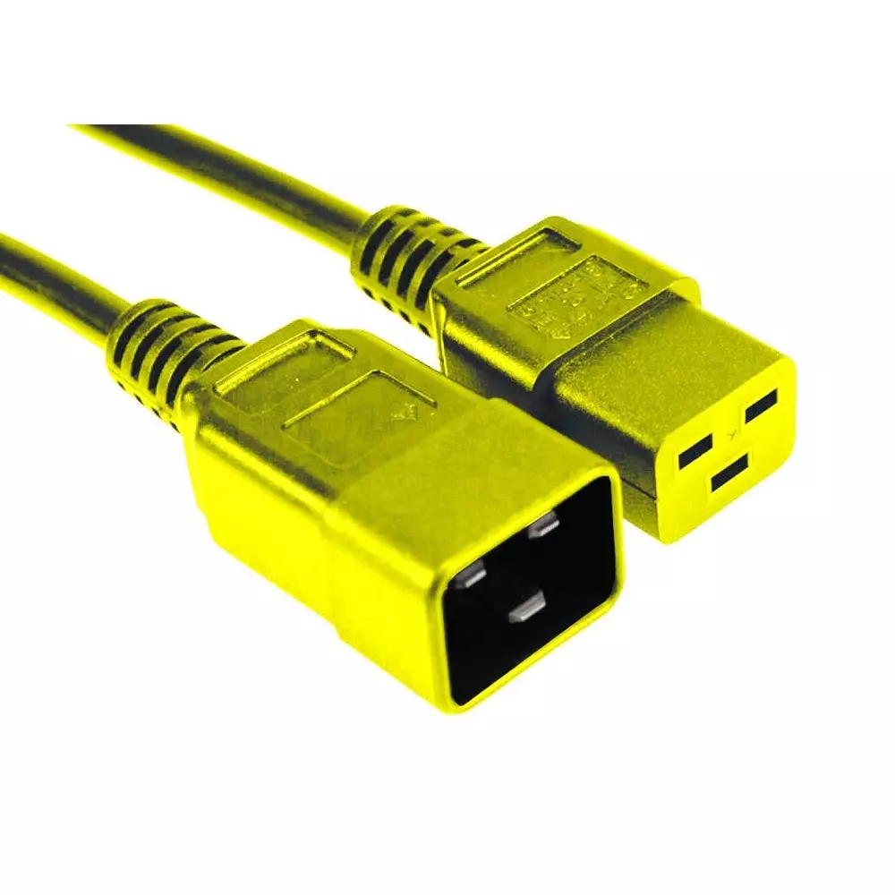 MULTICOMP PRO Mains Power Cord IEC 60320 C20 to IEC 60320 C19 Yellow 1 m Length, GW-151808