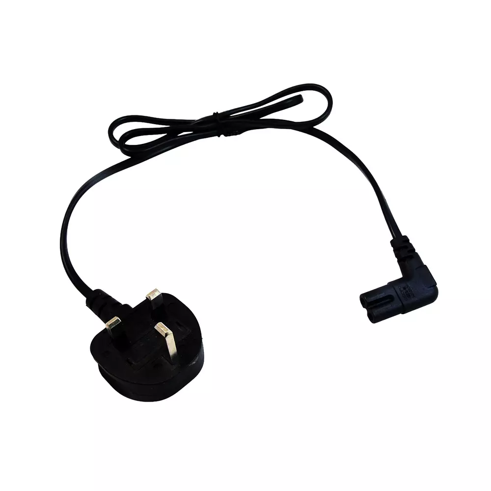 MULTICOMP PRO Mains Power Cord UK Plug to 90° IEC 60320 C7 Black 5 m Length, MP015750