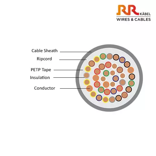 RR Kabel 90 m Industrial Switchboard and Telephone Cable Ratna Com Series 0.5 mm Diameter and 5 Pairs, Grey