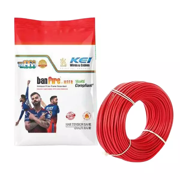 KEI Zero Halogen Fire Retardant (ZHFR)/HFFR Multistrand Cable Banfire-HFFR 2.5 Sq. mm 1 Core Red (300 m)