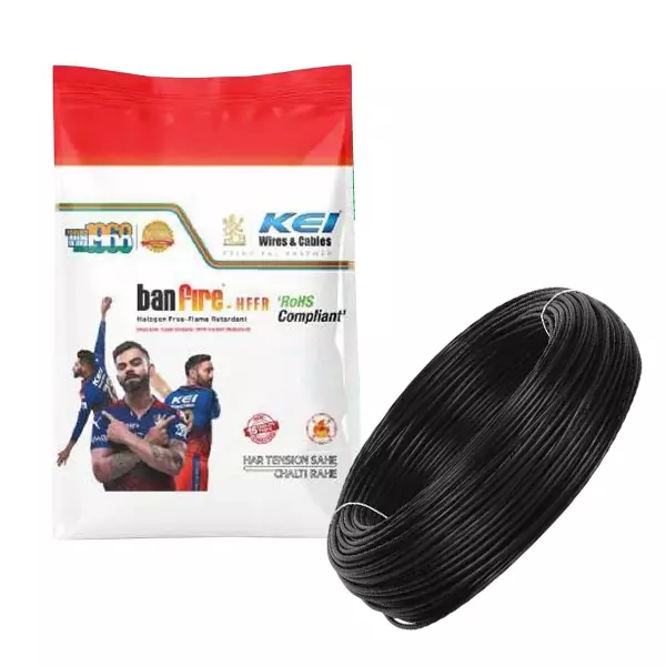KEI Zero Halogen Fire Retardant (ZHFR)/HFFR Multistrand Cable Banfire-HFFR 4 Sq. mm 1 Core Black (200 m)