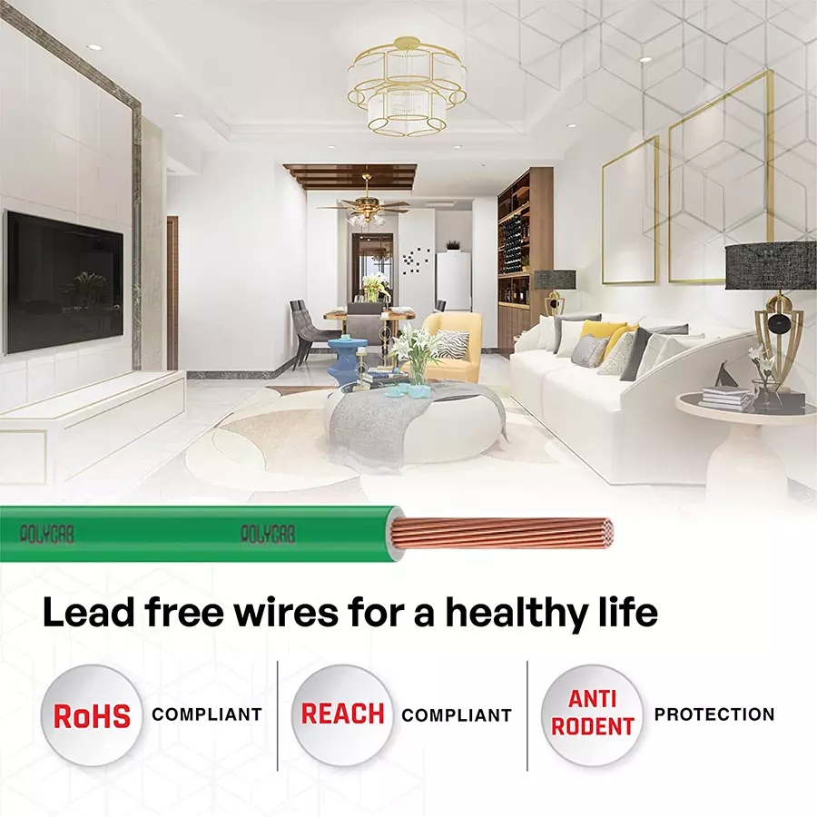 Polycab 1.5 Sq.mm 1 Core FRLF House Cable Green (300 m)