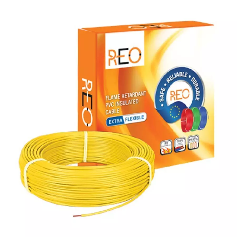 Reo 1 Sq.mm 1 Core Flame Retardant (FR) House Cable Yellow (90 m)