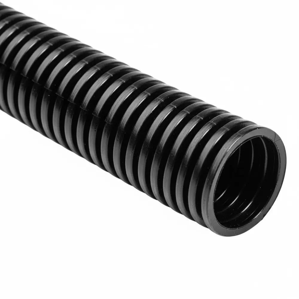 Elettro Flexible Conduit Pipe Slitted Type Polyamide 6 Body, 50 m Length and PG-13.5 Gland Size, Black, ETP-18.5 ST