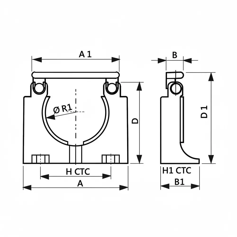 Elettro Flexible Conduit Clamp Polyamide 6 Body, ETP-42 Clamp Size and Black Color, ETC-36 (Pack of 25)