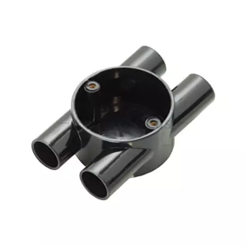 Polycab Circular Box H Type 25 mm Outer Diameter 4 Ways UPVC Material Black Color (Pack of 20 Pcs), CFT2625001