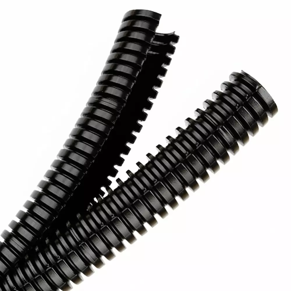 Elettro Flexible Conduit Pipe Slitted Type Polyamide 6 Body, 15 m Length and 700 Kg/cm² Tensile Strength, Black, ETP-67 ST