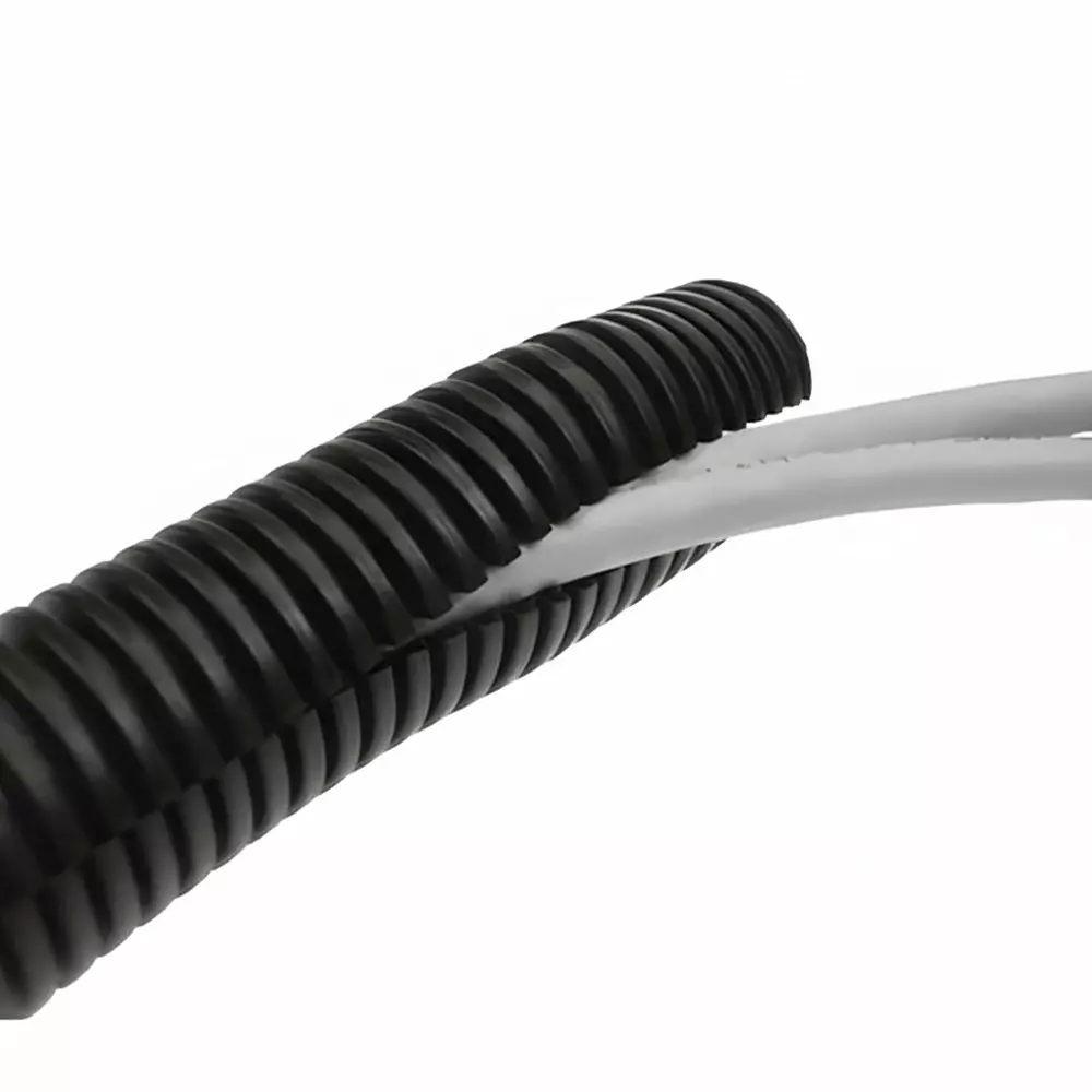 Elettro Flexible Conduit Pipe Slitted Type Polyamide 6 Body, 50 m Length and PG-16 Gland Size, Black, ETP-22 ST