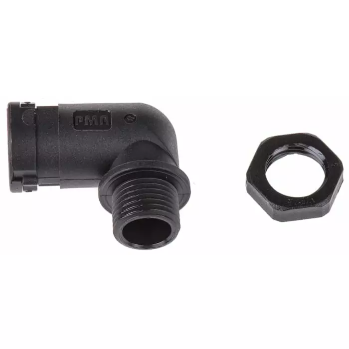 PMA 90Â° Elbow Conduit Fitting 16 mm Nominal Size M16 PA 6 Black IP66 Rating, ALWD-M162 (Pack of 4)