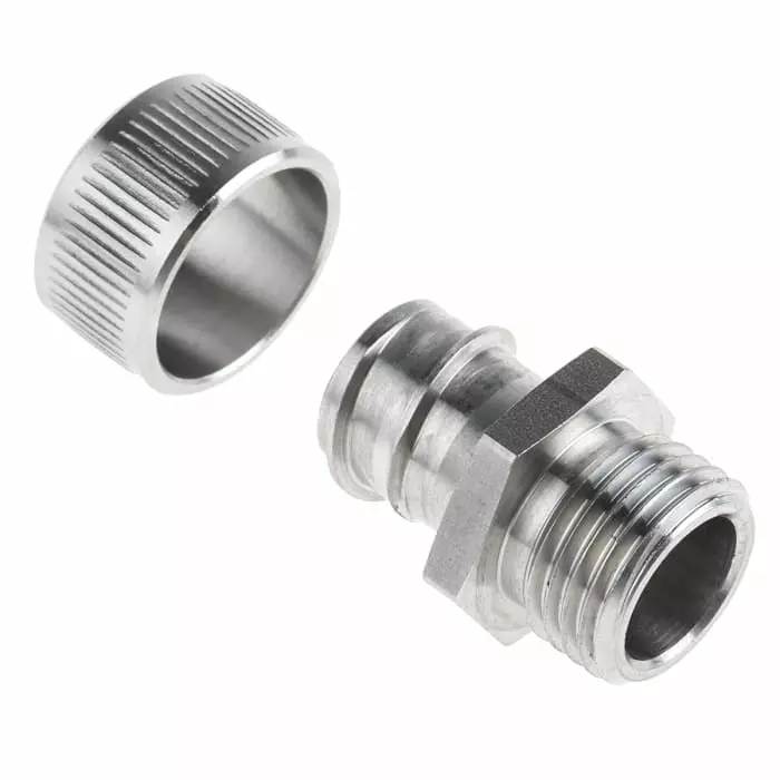 Kopex Straight Conduit Fitting 16 mm Nominal Size M16 316 Stainless Steel Metallic IP40 rating, 7TCA297070R0044GFMS0303 (Pack of 2)