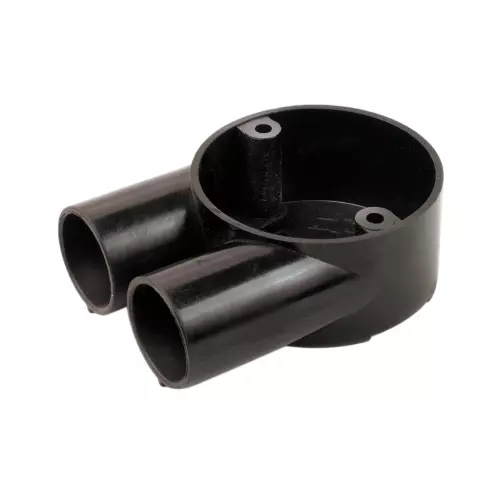 Polycab Circular Box U Type 25 mm Outer Diameter 2 Ways UPVC Material Black Color (Pack of 20 Pcs), CFT2425001