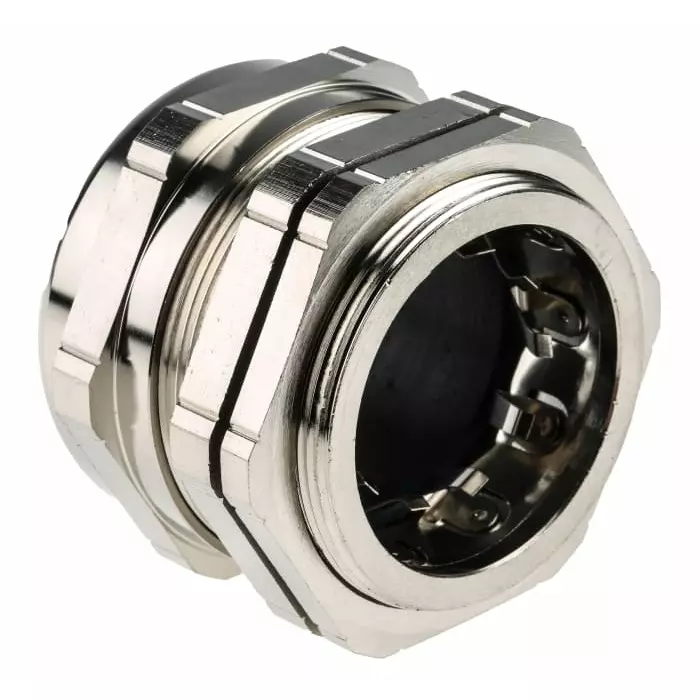 RS PRO Cable Gland Metallic Nickel Plated Brass M50 Thread 30 mm Min 38 mm Max IP68, 8354122